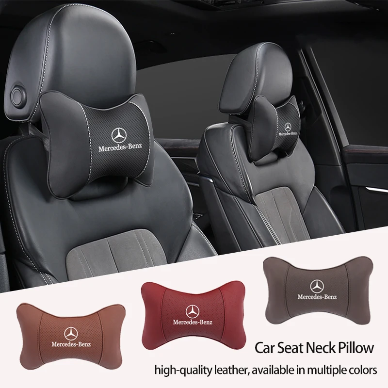 Car Seat Headrest Neck Support Auto Supplies For Mercedes Benz W211 W204 W220 W222 W213 W210 W205 Perforated Leather Neck Pillow