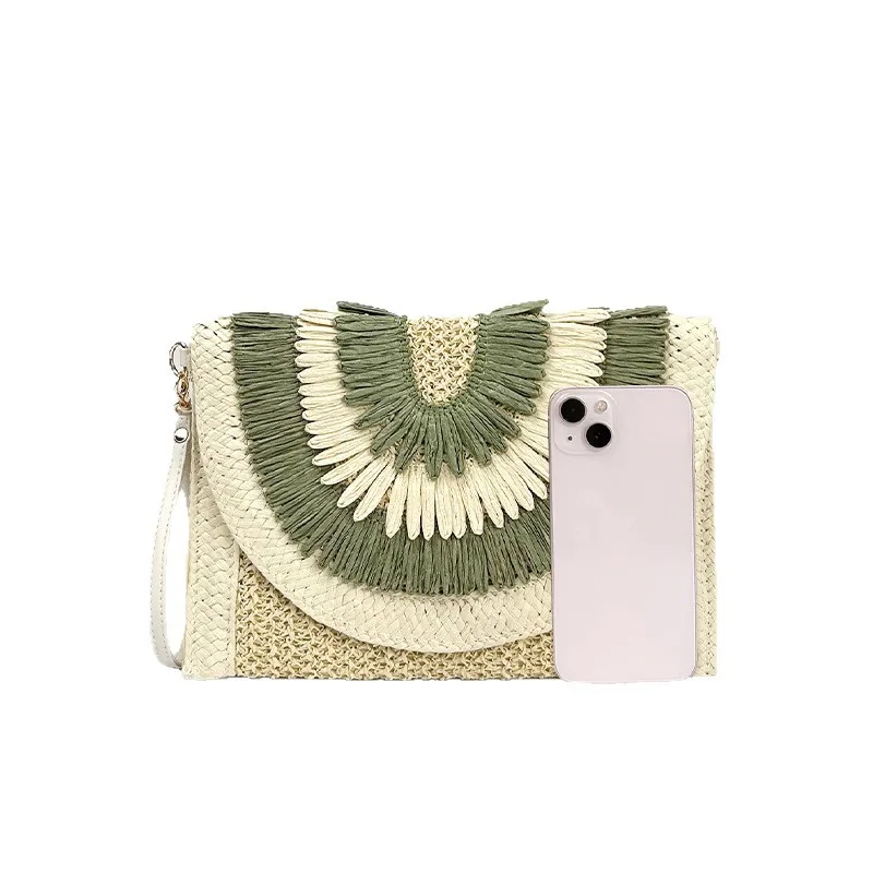 

Handwoven Straw Rattan Half-Moon Beach Handbag Large Capacity Women Summer Hollow Out Crossbody Shoulder Bag Crossbody Bags