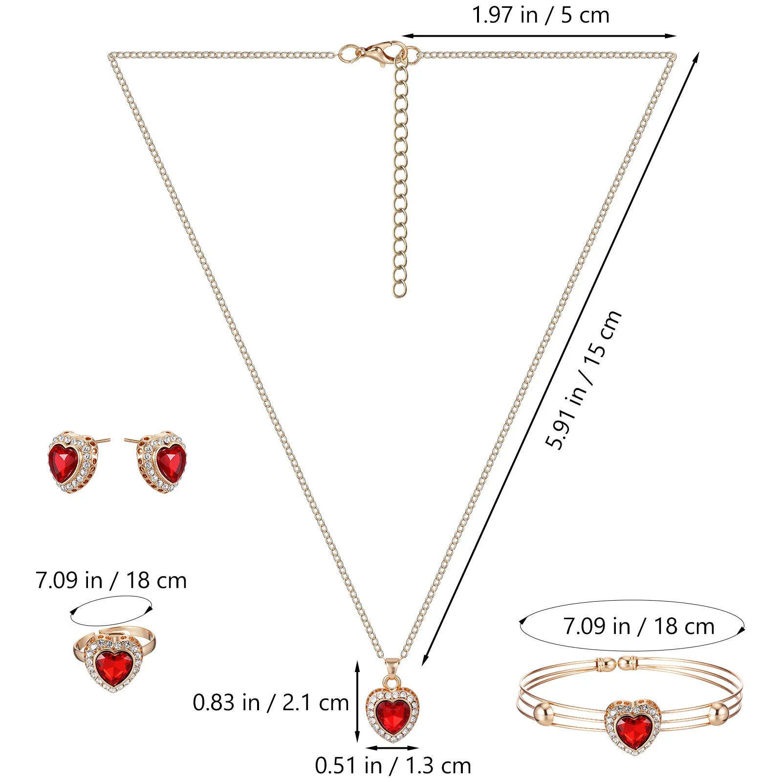 1 مجموعة 1 مجموعة مجموعة مجوهرات على شكل قلب قلادة حمراء أقراط الموضة الإبداعية سوار المرأة قلادة مجوهرات أنيقة للهدايا