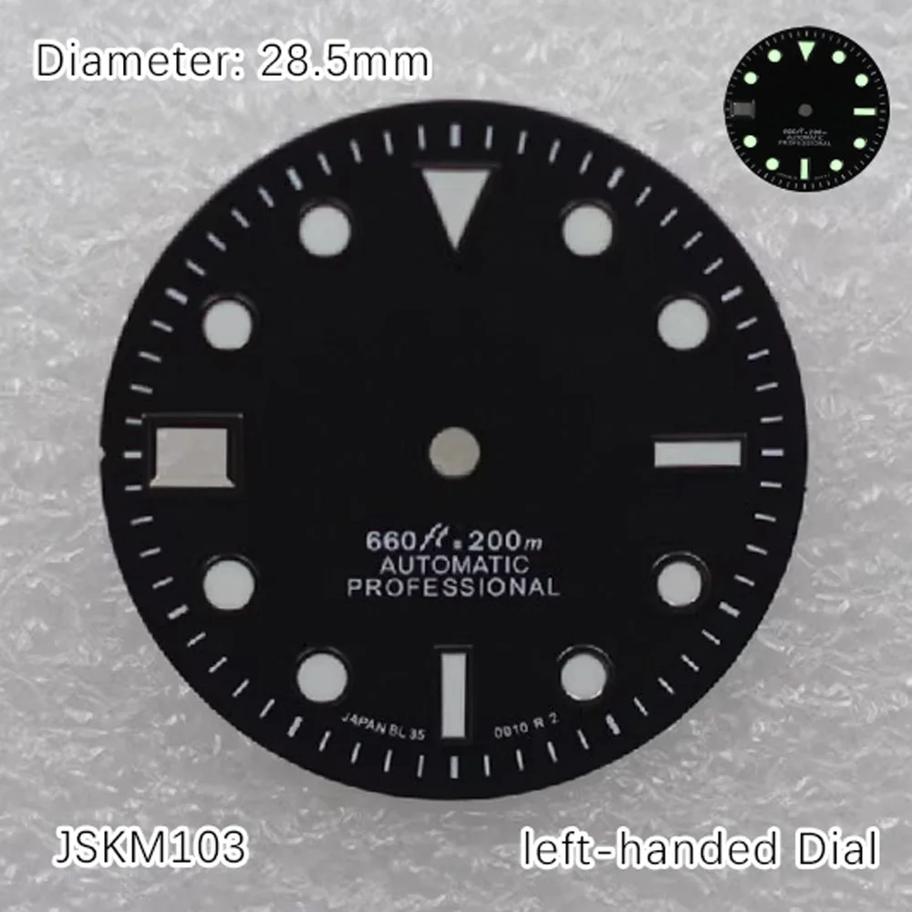 28.5mm Sterile Left-handed Submariner NH35 Dial Custom Dial Watchmods