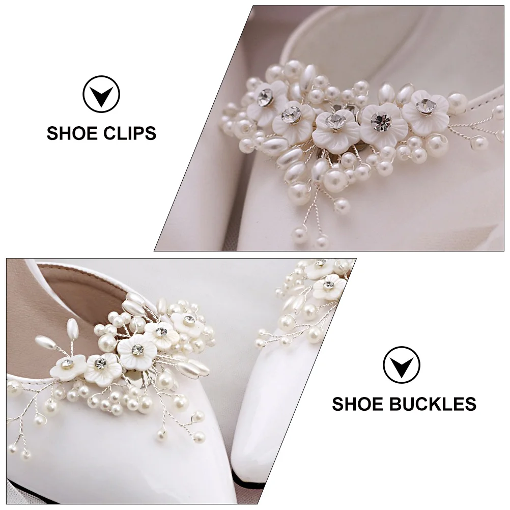 

Shell Pearl Shoe Flower Tongs Embellishments Decorations Clips High Bridal Buckles Ornaments for Women Wedding Women's