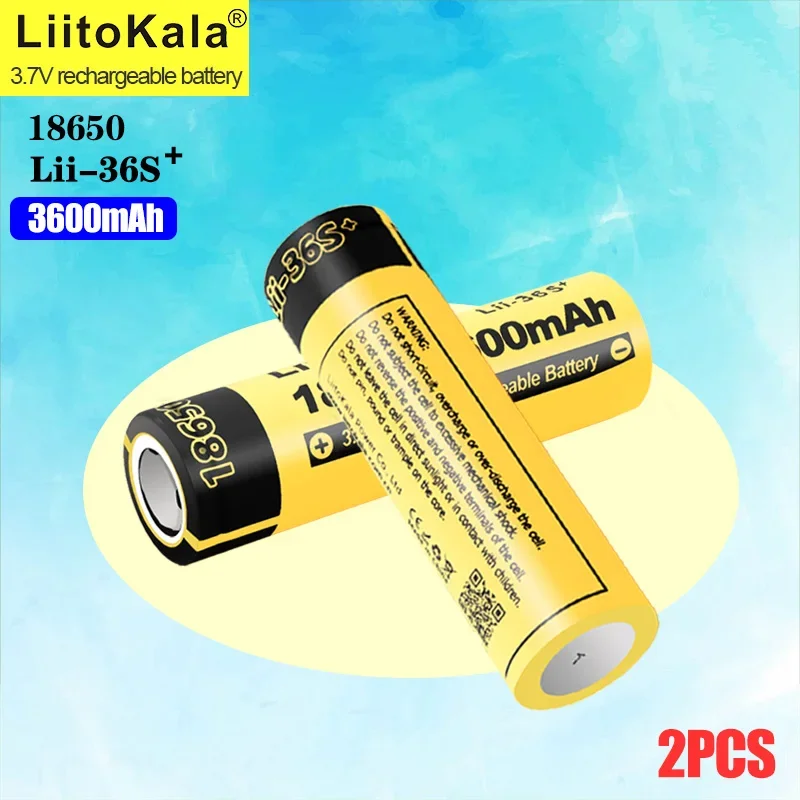 2PCS LiitoKala Lii-36S 3.7V 18650 3600mAh Lithium Rechargeable Battery 20A Discharge Electrical Tools Flashlight Battery