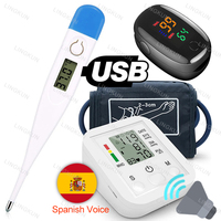 Spanish Voice Arm Automatic Blood Pressure Monitor BP Sphygmomanometer Pressure Meter Tonometer for Measuring Arterial Pressure