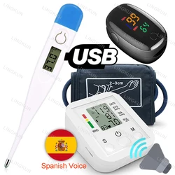 Spanish Voice Arm Automatic Blood Pressure Monitor BP Sphygmomanometer Pressure Meter Tonometer for Measuring Arterial Pressure