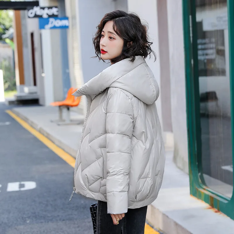 Women's Short Winter Cotton Jacket Warm New Loose Hooded Thick Cotton Coat Trendy Quilted Cotton Padded Jacket Parkas Clothing