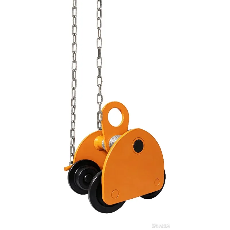 2-ton Push-Pull Girder Trolley with Dual Wheels Alloy Steel Garage Crane Suitable for Straight and Curved I-Beam Flanges