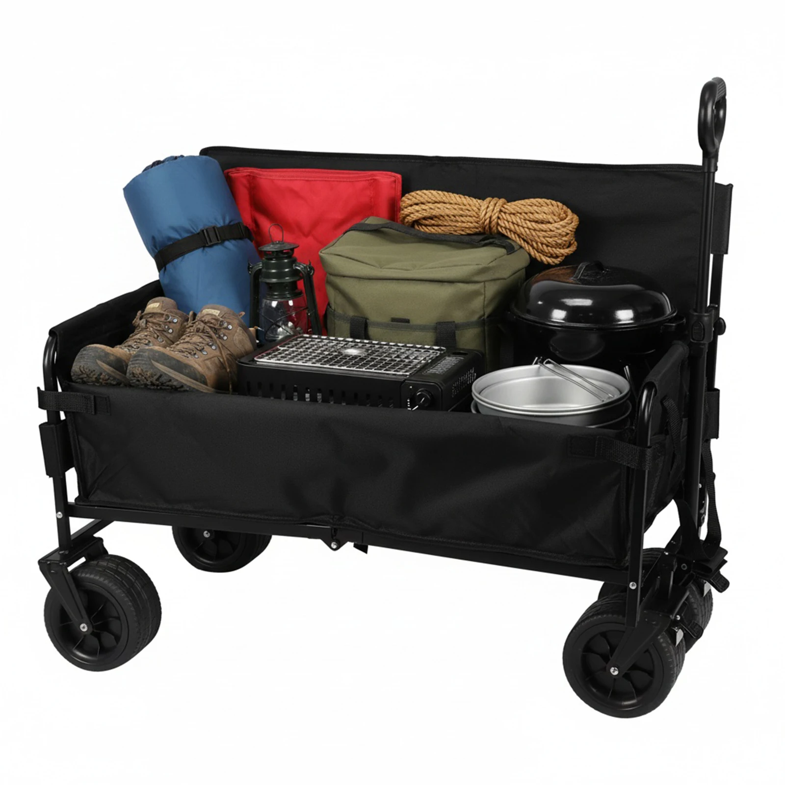 

Складная тележка большой вместимости с большими колесами, усиленная, для продуктов, сада и спорта