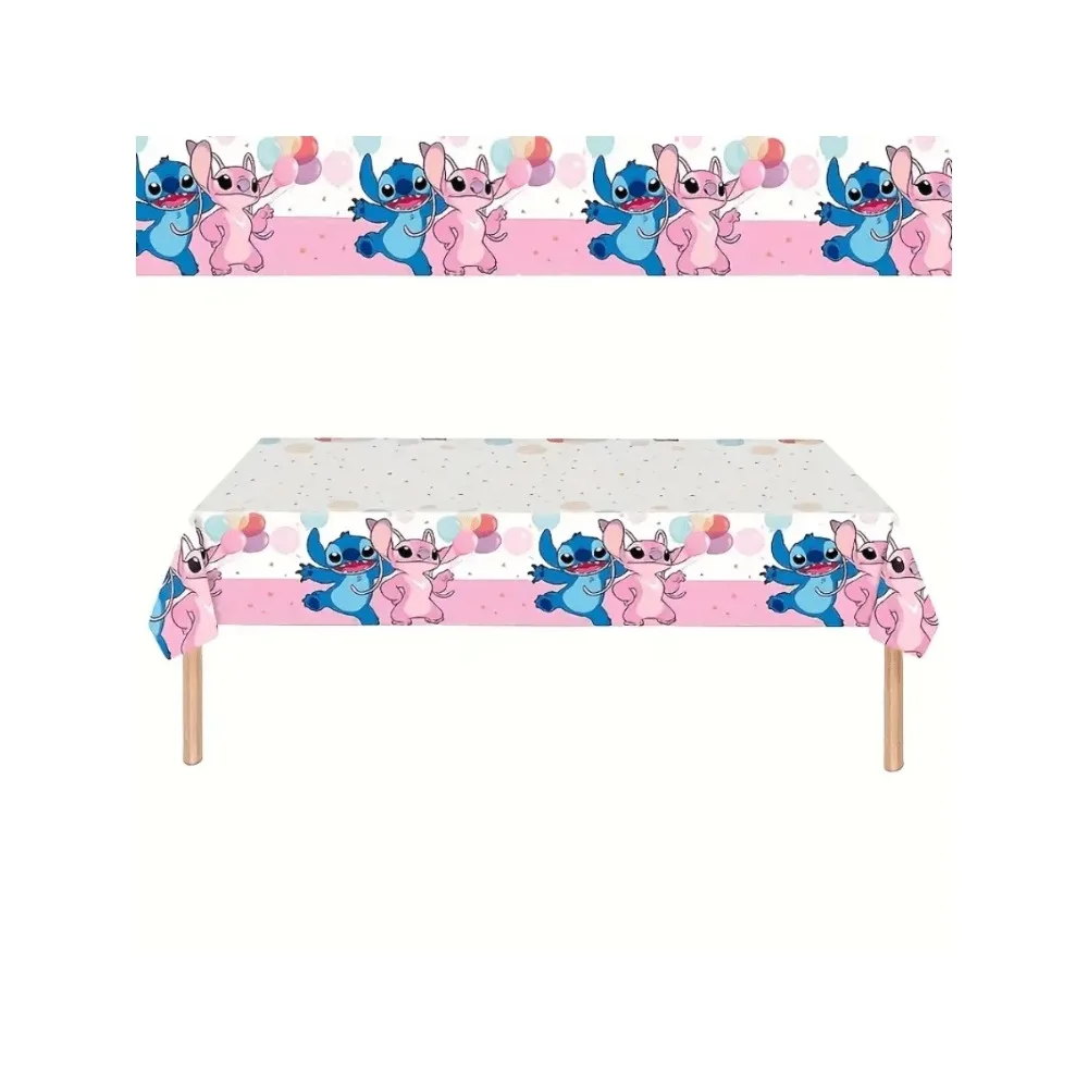 Nappe en plastique Disney Stitch et Angel Princess, ballon coloré et motif à pois, décoration de fête jetable Durable