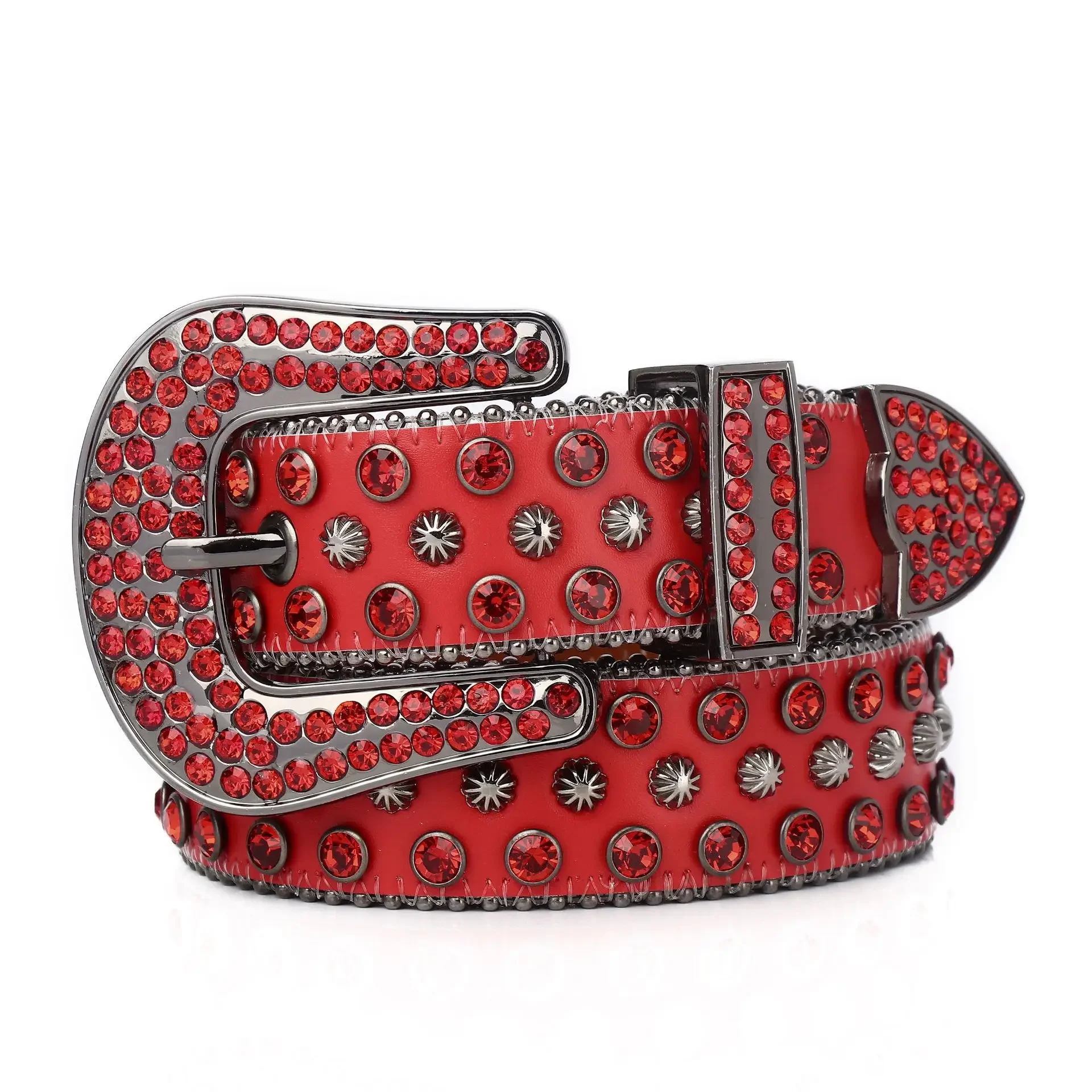 New Designer Rhinestone Belt Western Cowboy Dimon Studded Belt High Quality Genuine PU Leather Punk Bling Belts For Woman Man