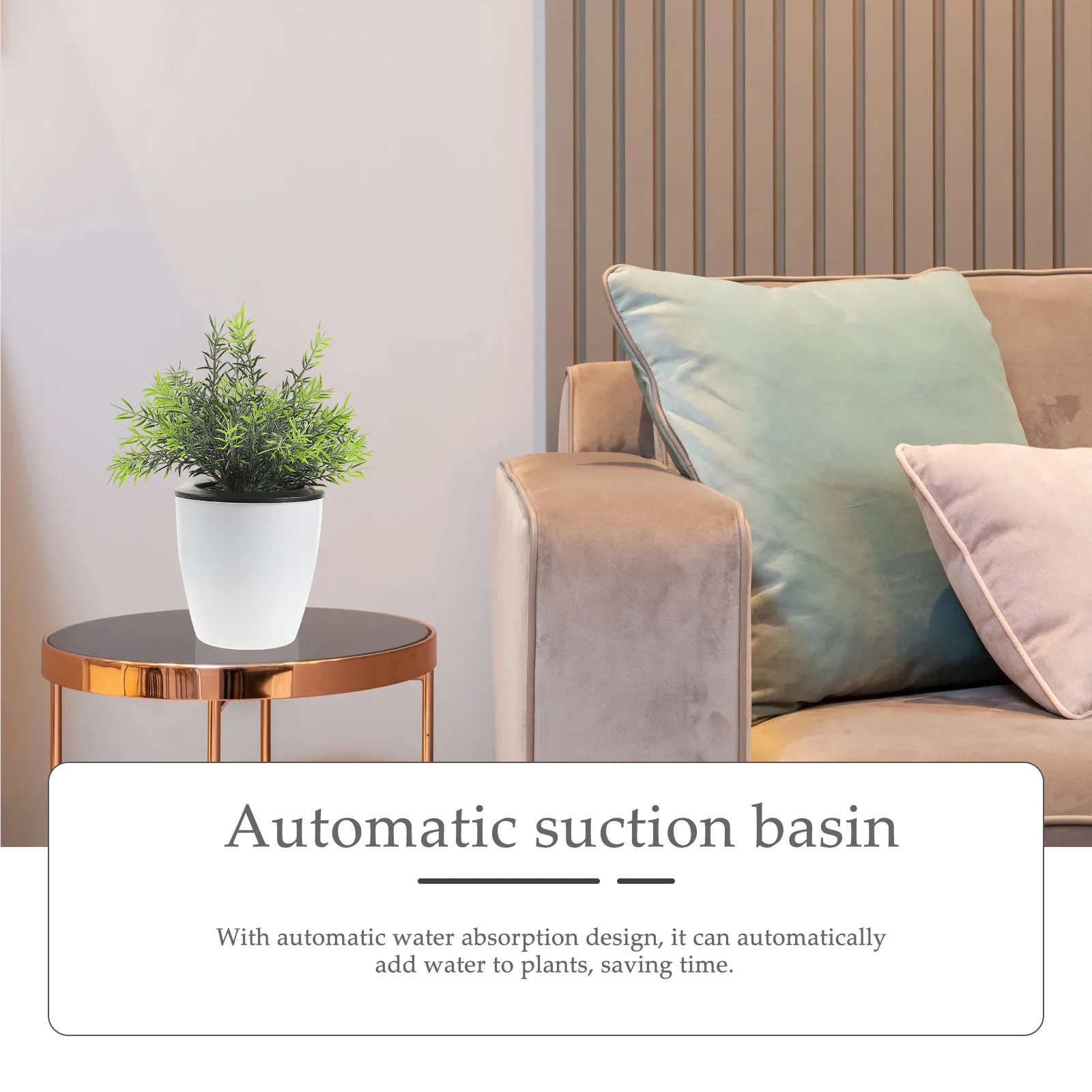 

Self Watering Planter Pot Automatic Water Absorption Resin Durable White Flower Basin for Succulents Home Office Garden Decor