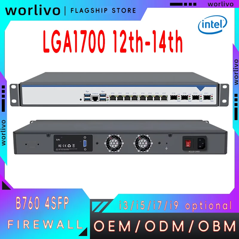 1U Rack 4 10G Sfp 2.5G Pfsense X86 Scheda router Sistemi di sicurezza Montaggio su rack Dispositivo in metallo nudo Lga 1700 Lga1700 B760 Firewall
