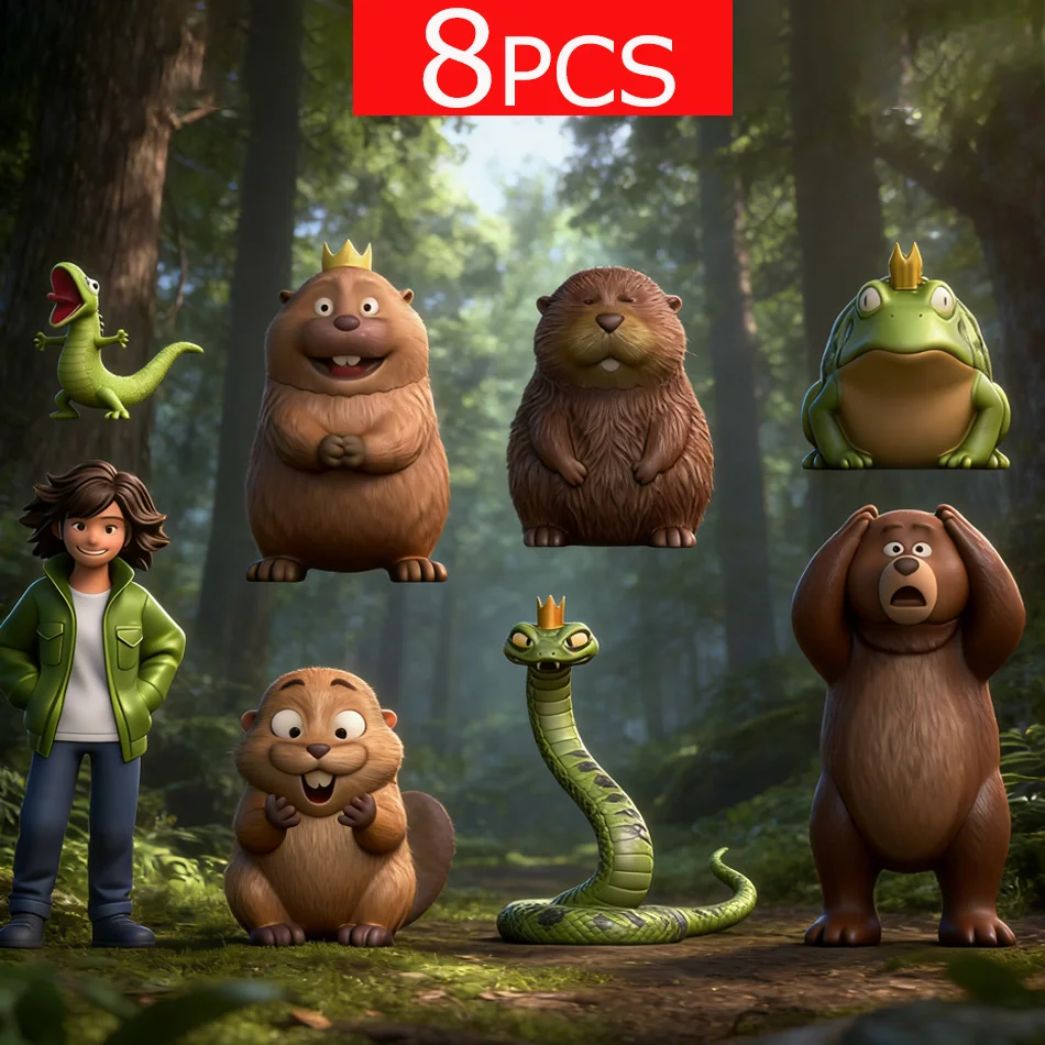 8 قطع من شخصيات الأنمي المتحولة على شكل قندس، كينج جورج، توم لوف ميبل، نماذج من البلاستيك، زينة للمكتب، هدية للعطلات