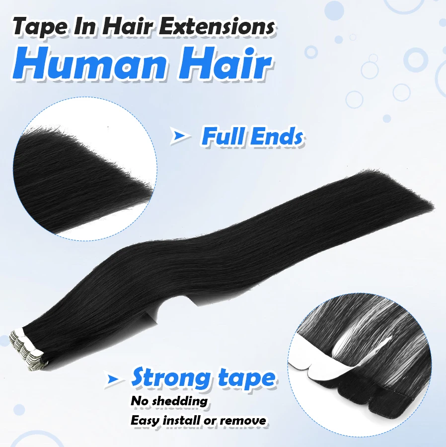 K.S WIGS Mini Tape in Hair Extensions Human Hair 100% Human Hair Seamless Straight Hair Extensions Tape in Natural Hair