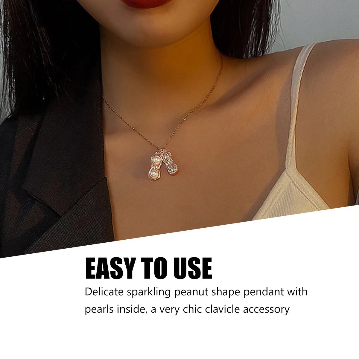 

Elegant Pearl Necklace for Women Delicate Peanut Pendant Clavicle Chain Sparkling Chic Jewelry Perfect for Daily Wear and