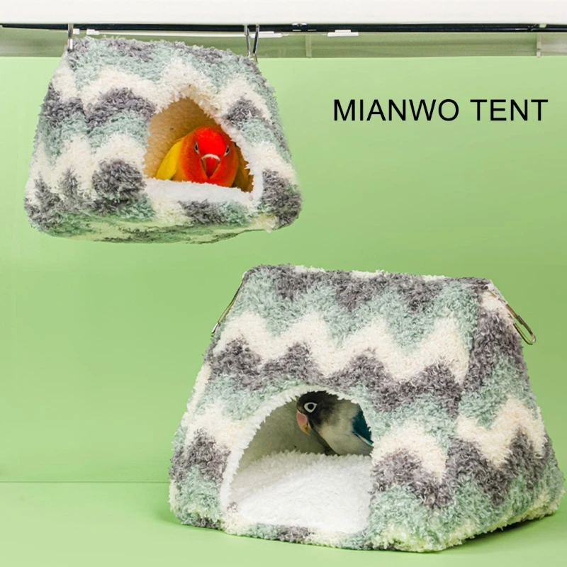 Multifunctional Parrots Tent Perch Furry Blanket Toy for Conure Budgies Dropship