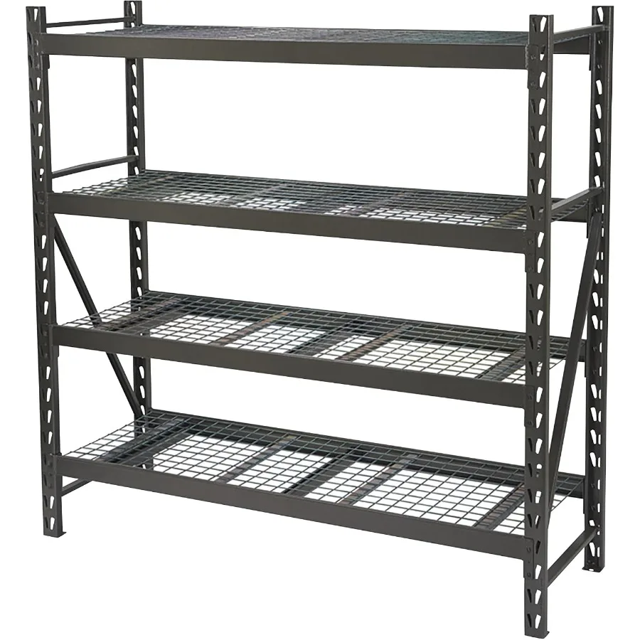 4-Tier Industrial Steel Shelving Unit, 8,000-Pound Load Capacity, Garage Storage Rack, 77' W X 24' D X 72' H