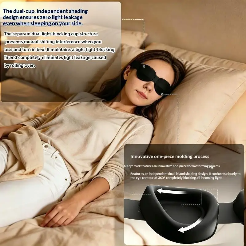 3D Stereo Sleep Eye Mask Foldable Portable Full Light Blocking Eye Cover Soft No Pressure On Eyes For Travel Airplane Nap Rest