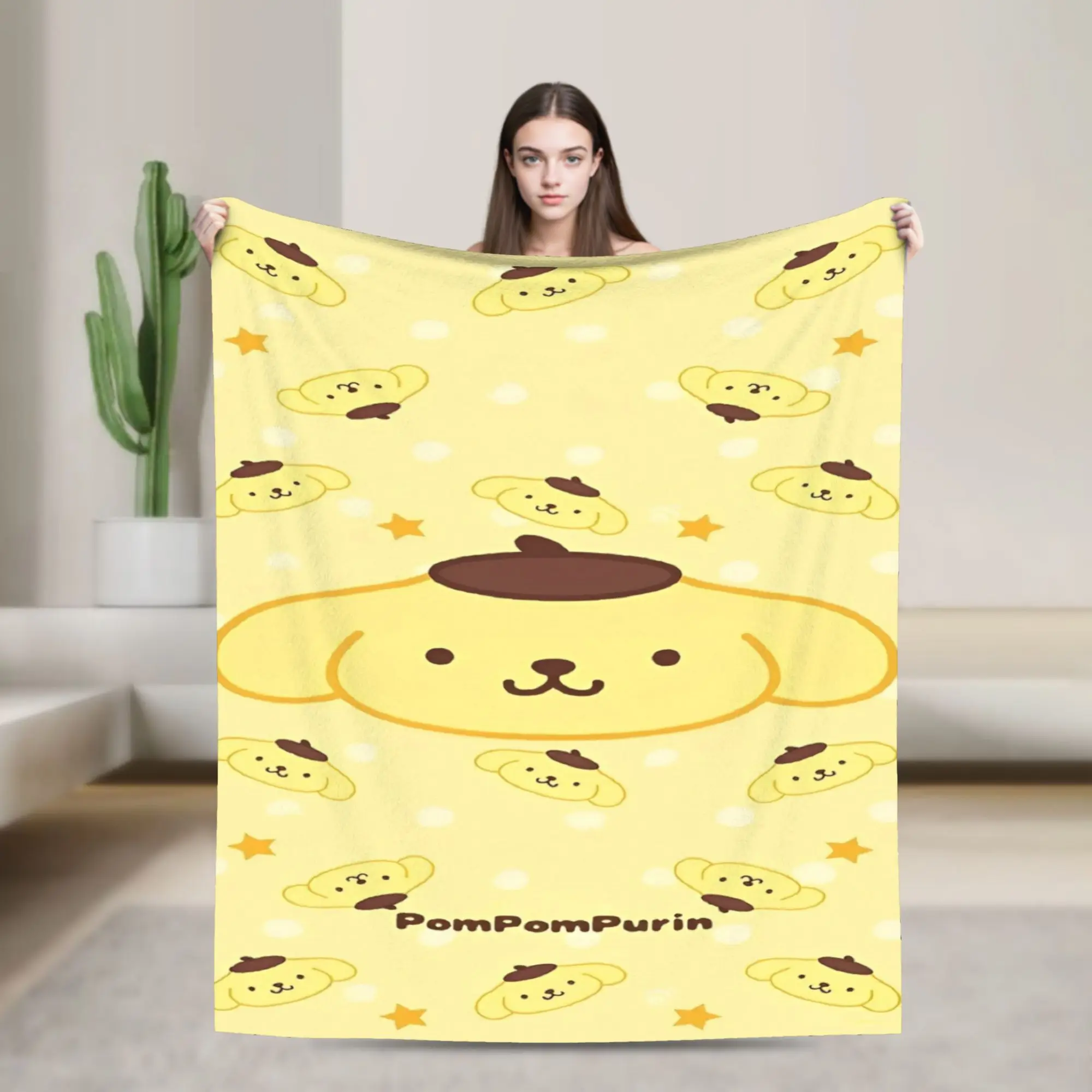 

Одеяла с помпонами Kawaii, милое мультяшное шерстяное забавное теплое одеяло для украшения покрывала