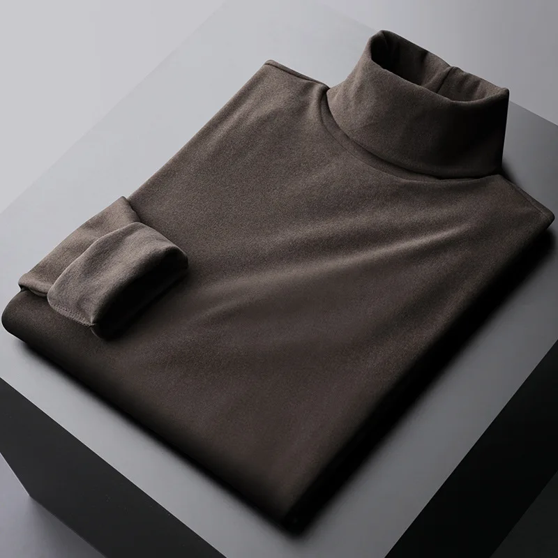 New Spring Autumn Pullover Men Sweater Turtleneck Long Sleeve Warm Solid Sweaters Male Business Casual Fashion Elastic Knitwear