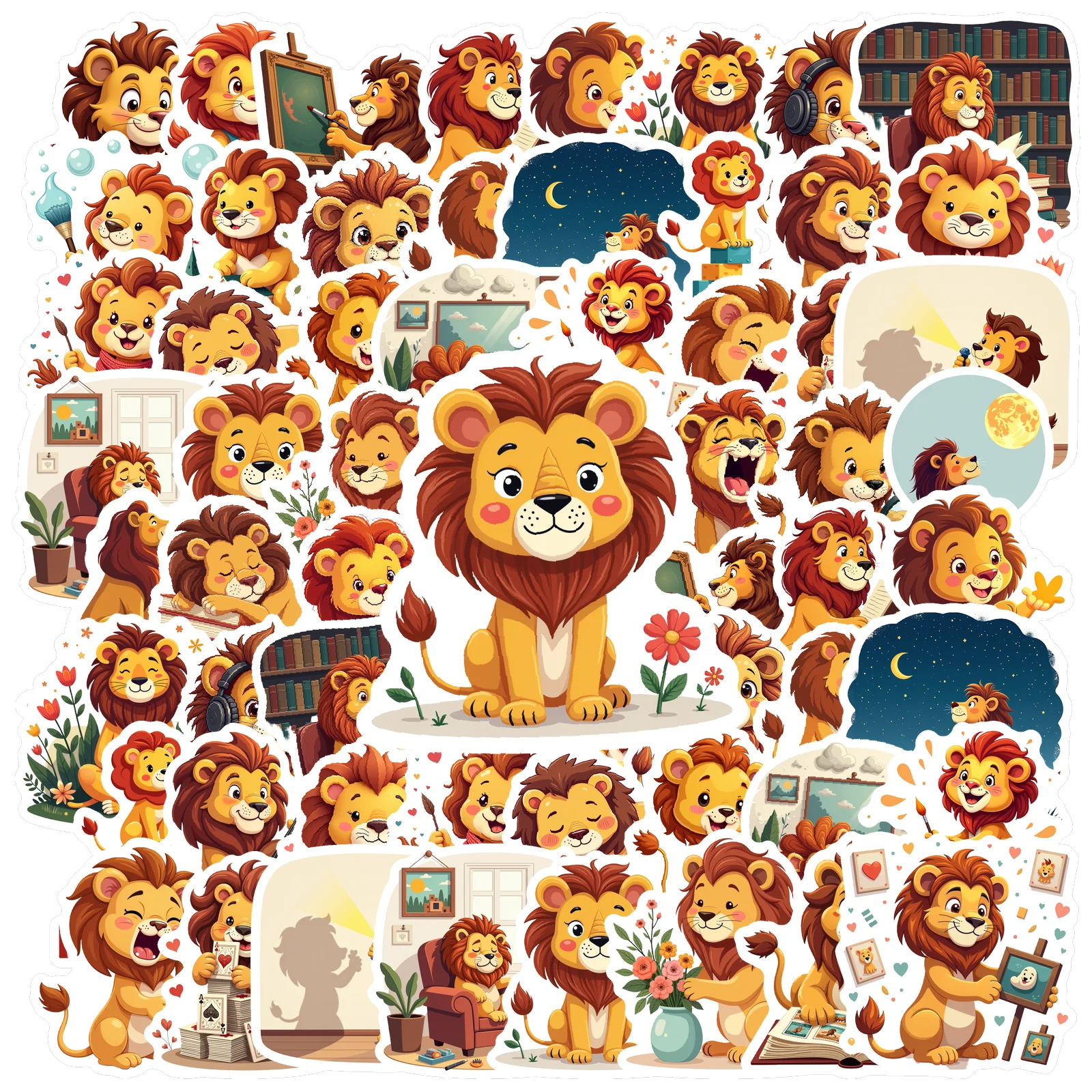 35pcs-70pcs Decals  multi-sized Cartoon Stickers Decorative Stickers Animal Stickers for  phone personalization luggage school