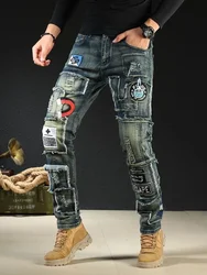 Pantalones vaqueros rectos con bolsillos para hombre, ropa de trabajo, estilo Hip Hop, informal, Harajuku, estética clásica, novedad
