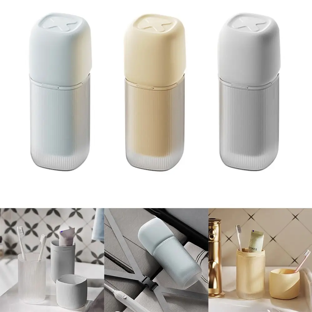 Creative Travel Toothbrush Cup Mouthwash Storage Cup Plastic Portable Capsule Toothbrush Box Set