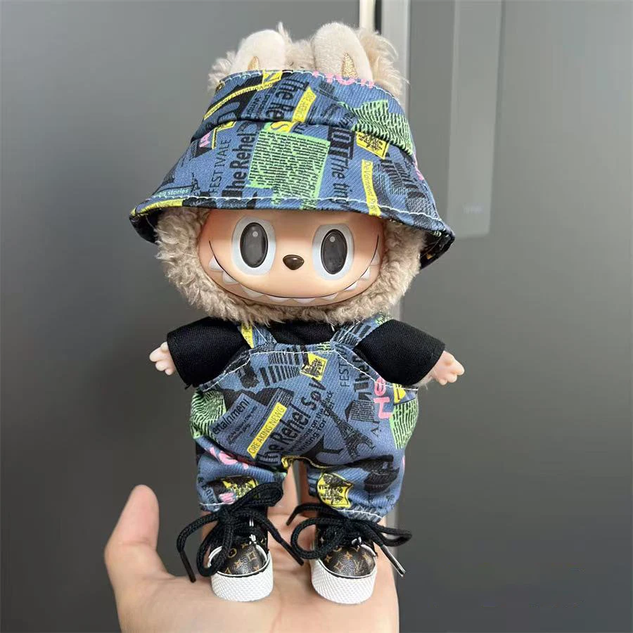 17cm Doll Clothes Fit For Labubu Toys,Figures Doll Accessories Fashion Little Clothes Rompers with Hat,Ideal Gifts for Kids