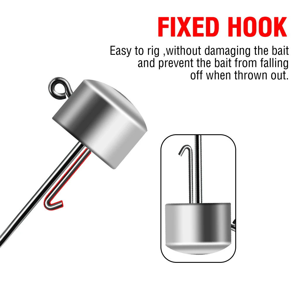 Ned Rig Jig Heads Angelhaken 20 Stück Pilzkopfhaken 2,5–14 g Angelgerät aus Kohlenstoffstahl für weiche Kunststoffköder – Detail 5