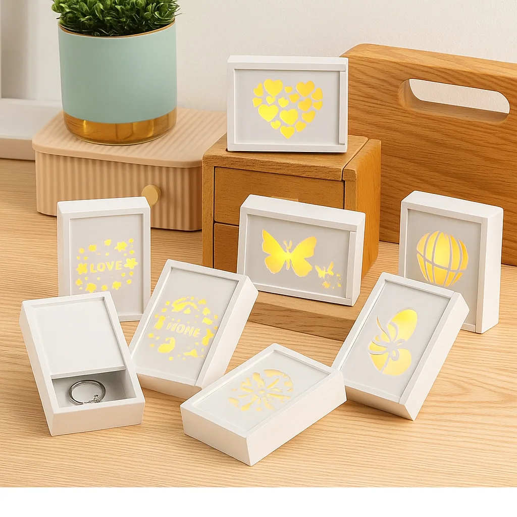 

DIY Crystal Epoxy Resin Gypsum Storage Silicone Mold, Mirror Hollow-out Night Light Storage Lid Mold Valentine's Day