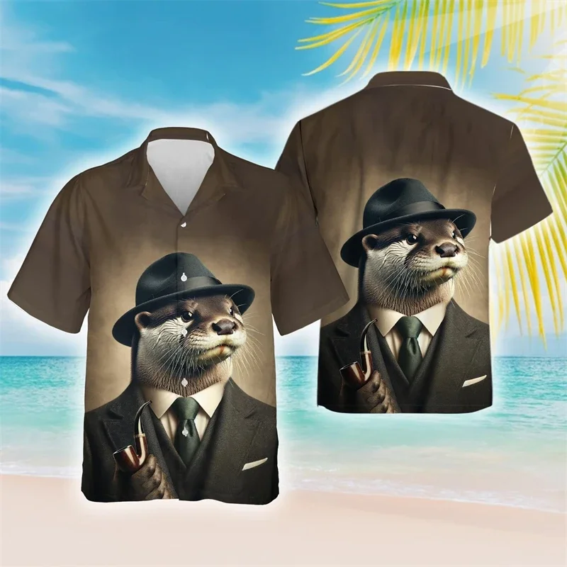 

Funny Beaver 3D printed beach shirt sea animal shirts for men clothes Harajuku fashion women short sleeve kawaii blouses Y2K top