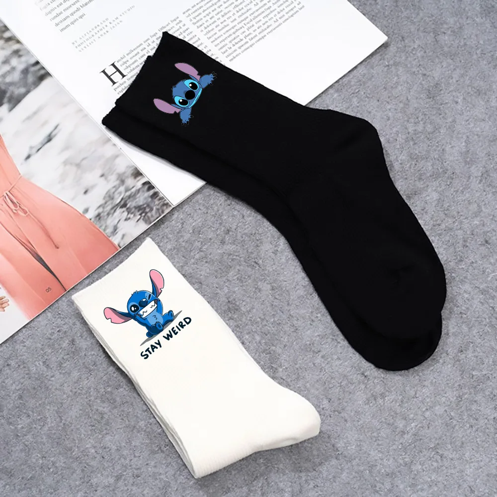 

Disney Stitch Breathable Cotton Socks Cartoon Stitch Print Midtube Socks Fashion Warm Men's Women's Sock Kids Birthday Gifts