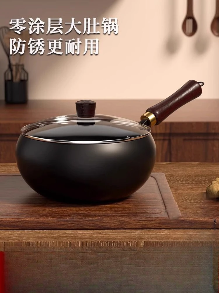 

Handmade Zhangqiu Big Belly Wok Iron Wok Frying Pan Non-coated Non-stick Frying Pan