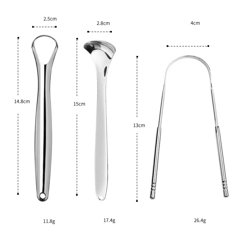 Professional Stainless Steel Tongue Scraper U Shape Oral Hygiene Tool for Fresh Breath & Bad Breath Removal