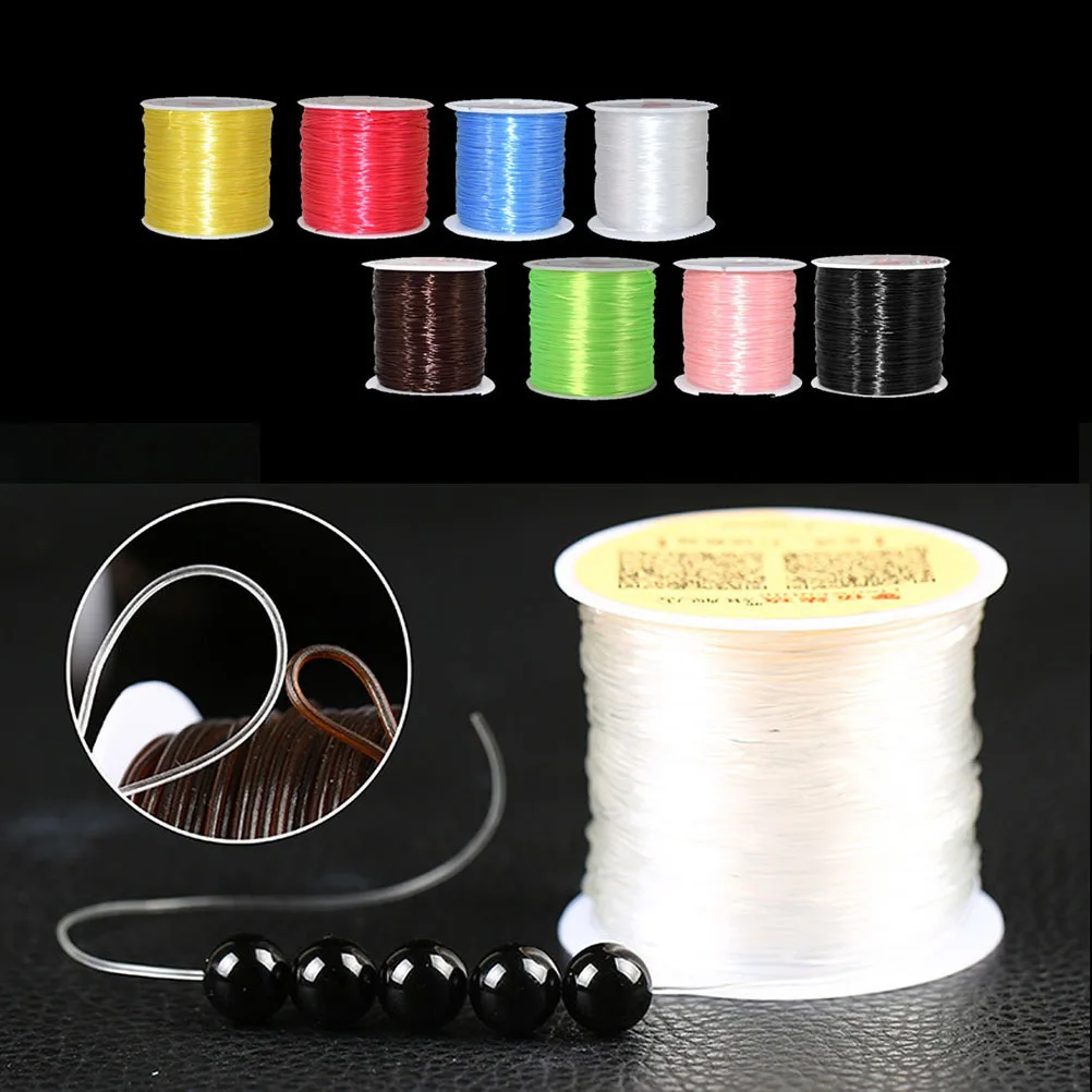 

8 Rolls Elastic String Crystal Elastic String for Bracelet Necklace Jewelry (Light Blue, Red, White, Yellow, Black Coffee, Green