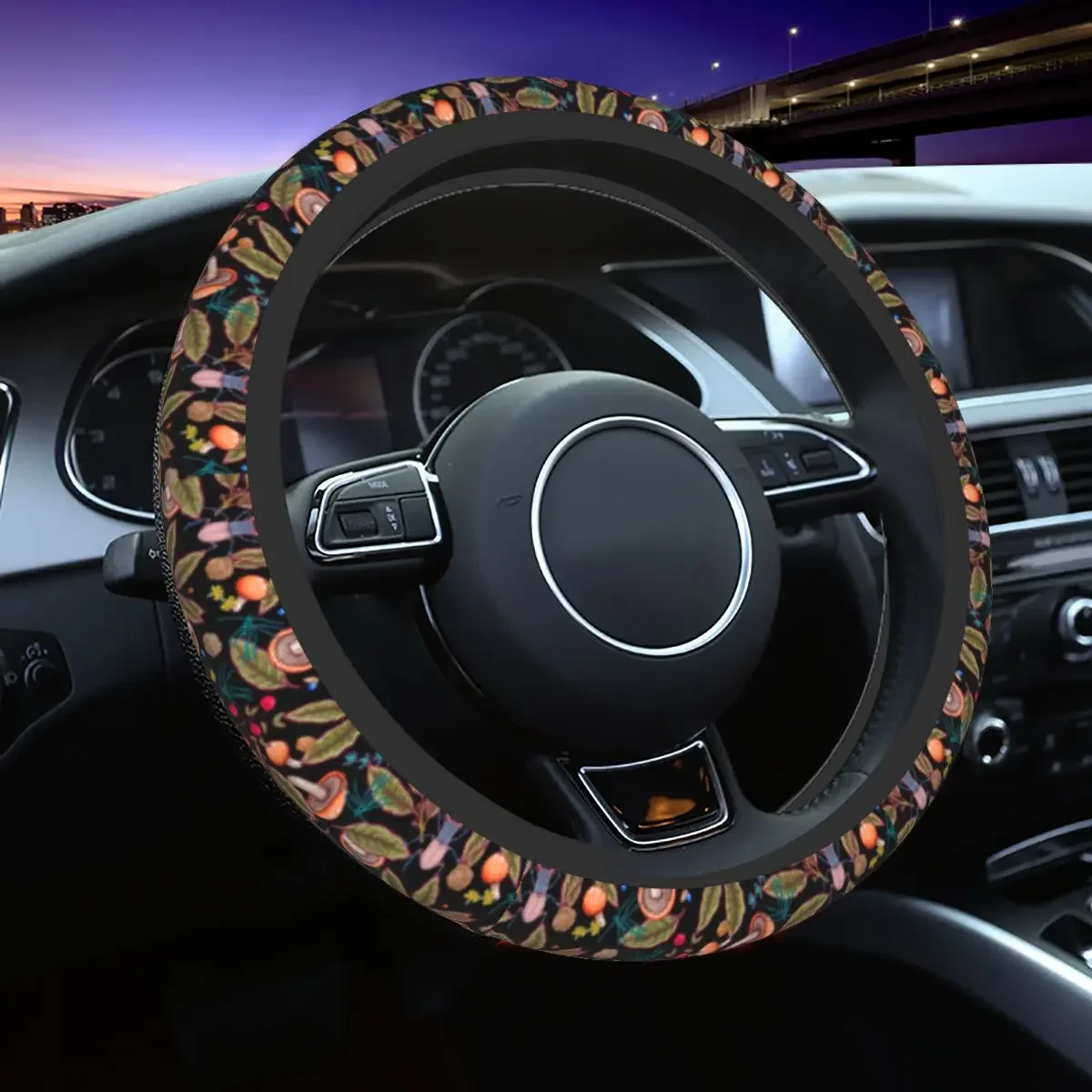 Tropical Forest Mushrooms Car Steering Wheel Cover 38cm Steering Wheel Protective Cover Colorful Car-styling Car Accessories