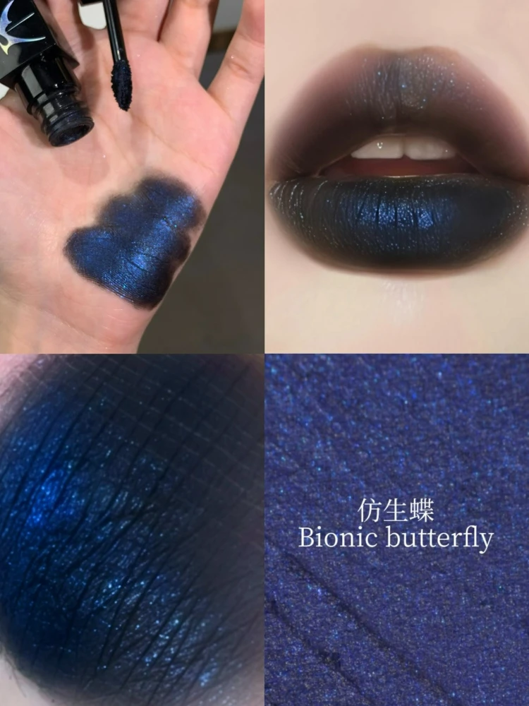 DE'LANCI High Coverage Black Lipstick Dark Gothic Punk Smoky Fine Flash Sparkle Long-lasting Lip Makeup 10G Capacity view 6