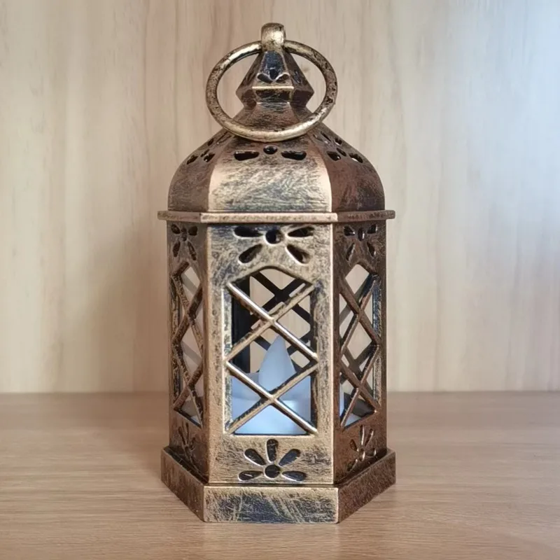 8Pcs Hanging Candle Lantern Vintage Mini Lantern with LED Tealight for Ramadan Christmas Wedding Indian Diwali Party Decorations
