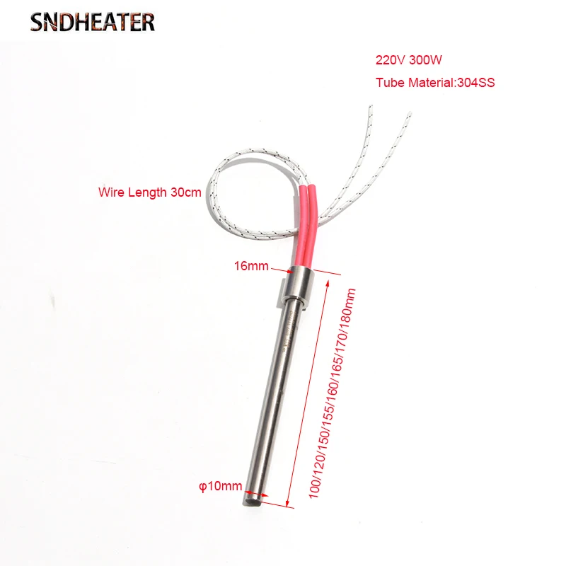 SNDHEATER 304SS Ignition Rod Casing type 10x100-180mm 220V 300W Single Head Electric Heating Tube for Biomass Industrial Boiler