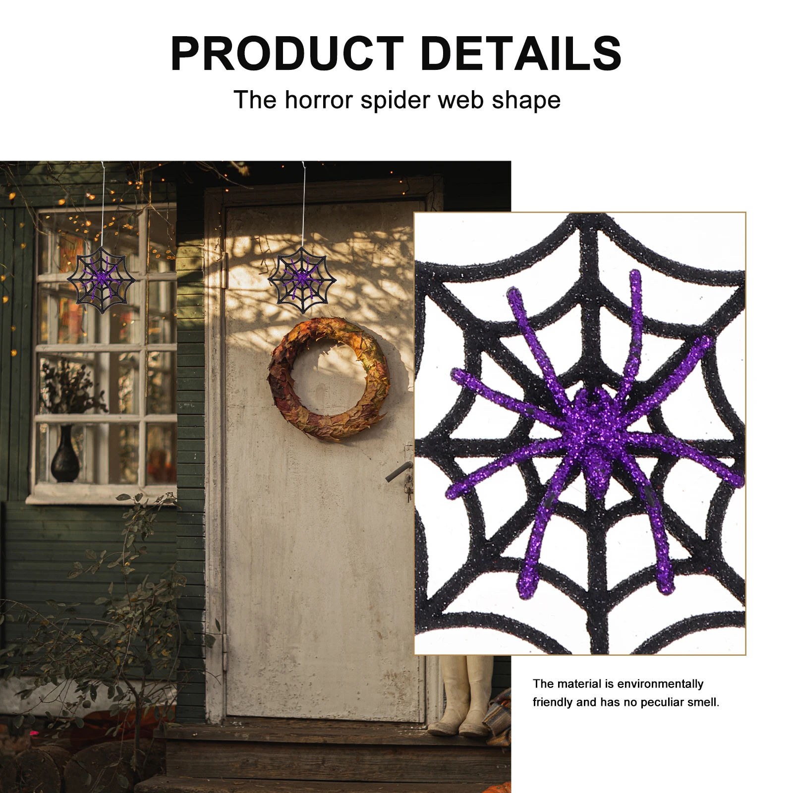 

12 Pcs Glitter Spider Web Halloween Decorations Spiders Webs Decorative Round Man
