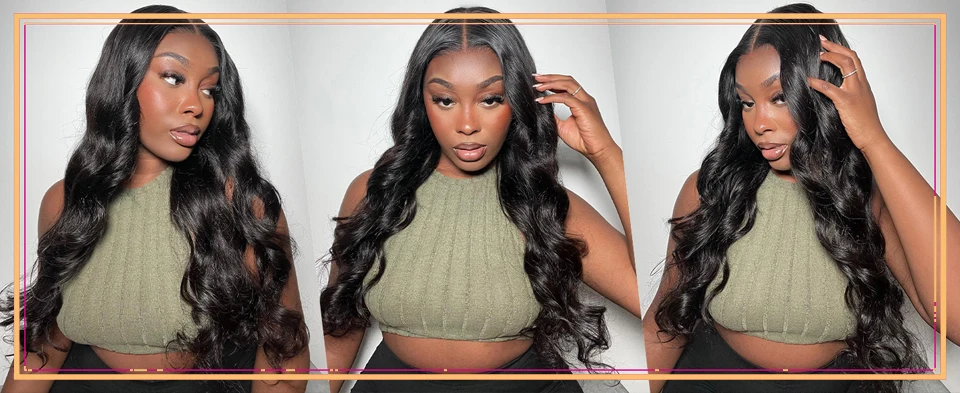 Karyssa Body Wave 13x6 13x4 HD Transparente Lace Frontal Perücke Echthaar 220 Dichte 30 36 Zoll Wasserwelle Schwarz für Frauen – Detail 8