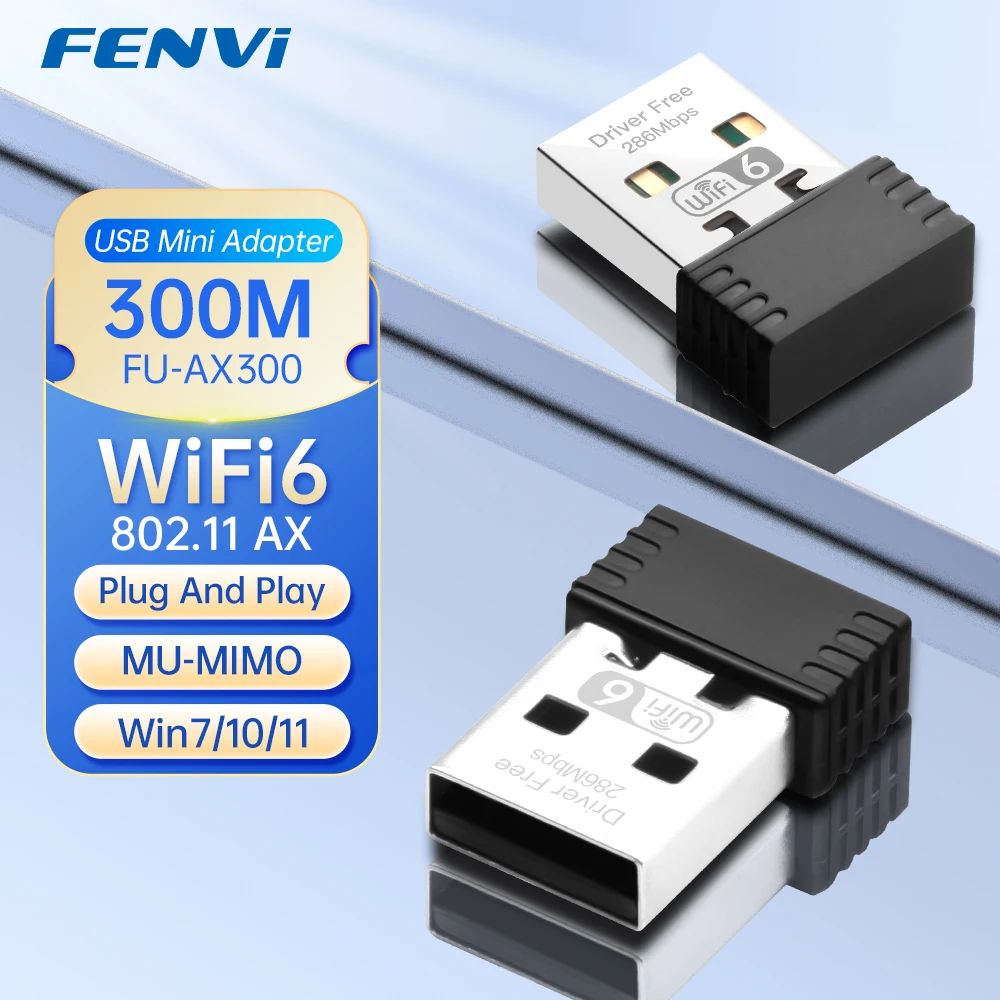 FENVI AX286 WIFI6 USB Adapter 2.4GHz 802.11AX Network Card Mini USB Dongle Wireless Receiver For PC Laptop Win 10/11 Driver Free