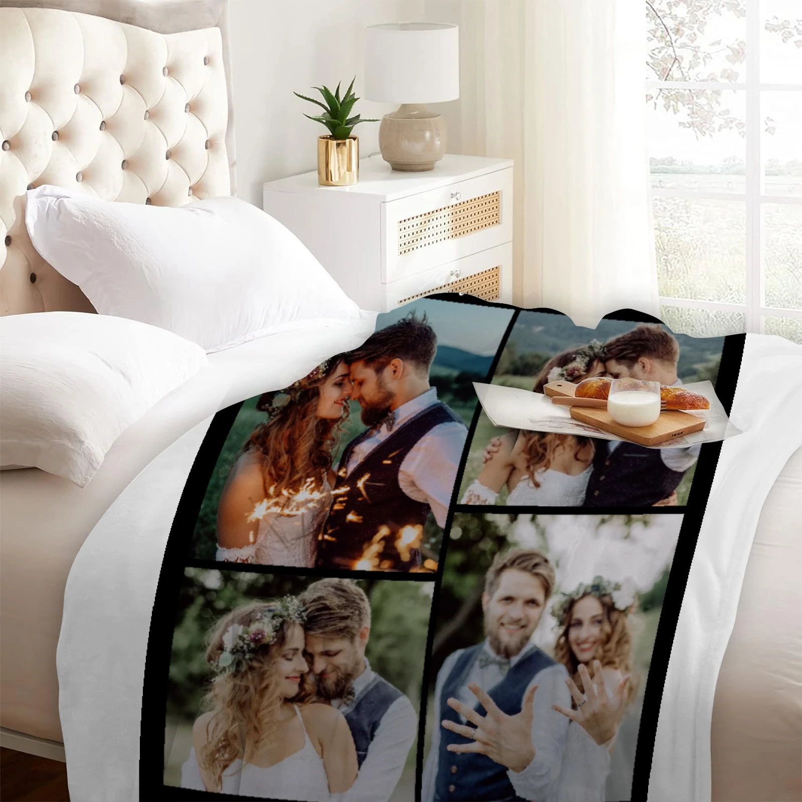 1pc Custom Flannel Blanket, Your Photo Desigin for Anniversary Mom Dad Sis Bro Lover, Valentine's Day Christmas New Year Gift