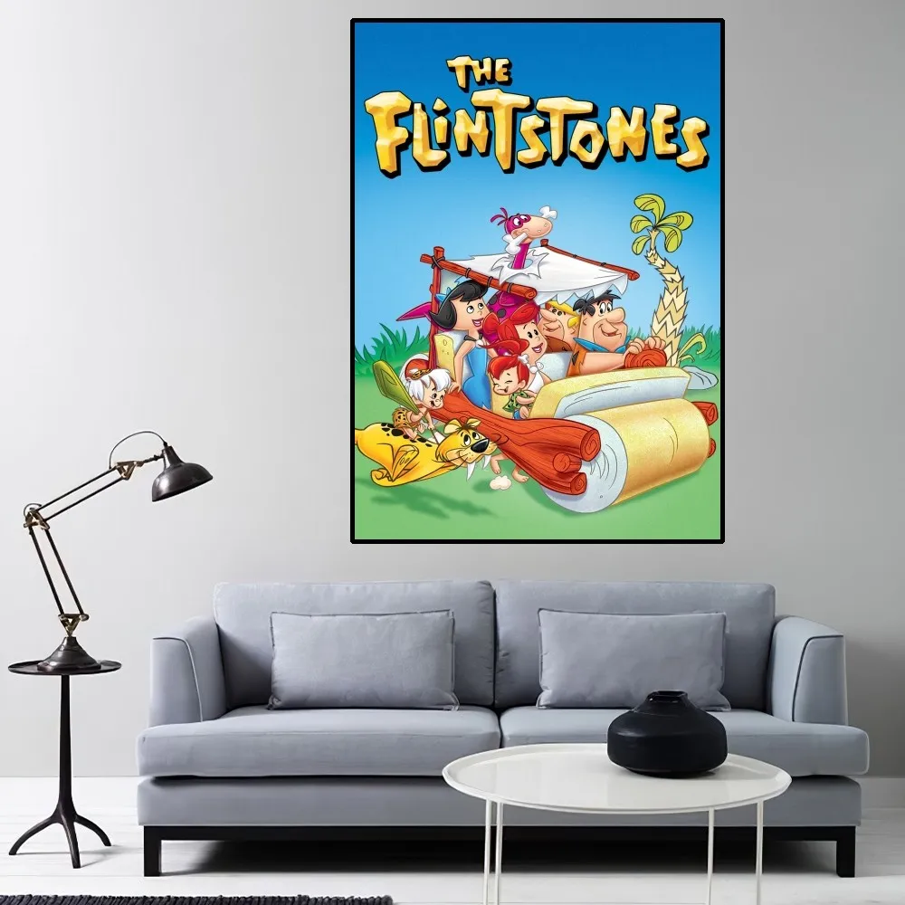 The F-Flintstones Cartoon Poster Home Room Decor Aesthetic Art Wall Painting Stickers