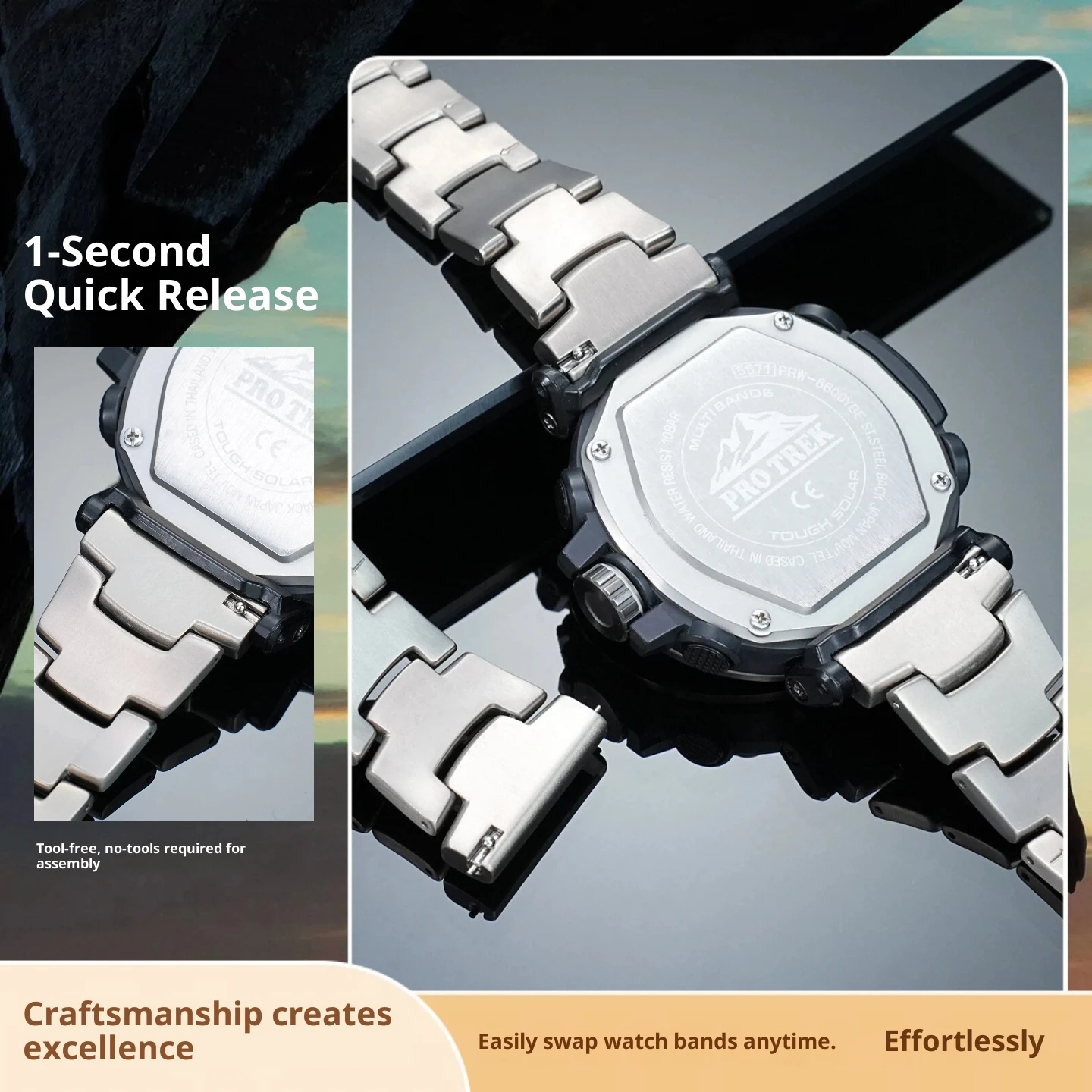 ل كاسيو PRW-30/50/60/70YT PRW-6800/6900 خفيفة الوزن سبائك التيتانيوم حزام ساعة اليد PRW-6600 PRG-650 سوار تيتانيوم 23mm24mm الرجال