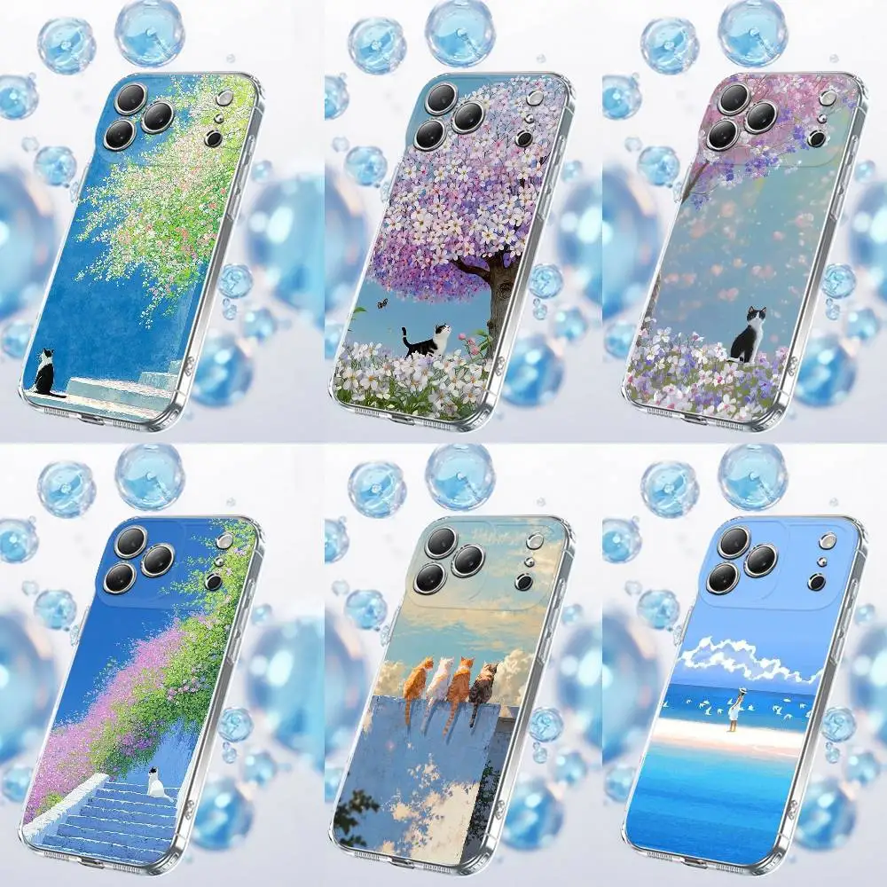 

D-David Hockney Art Cat Phone Case For iPhone 17,16,15,14,13,12,11,Plus,Pro,Max,Plus,E,Air,Mini Transparent Cover