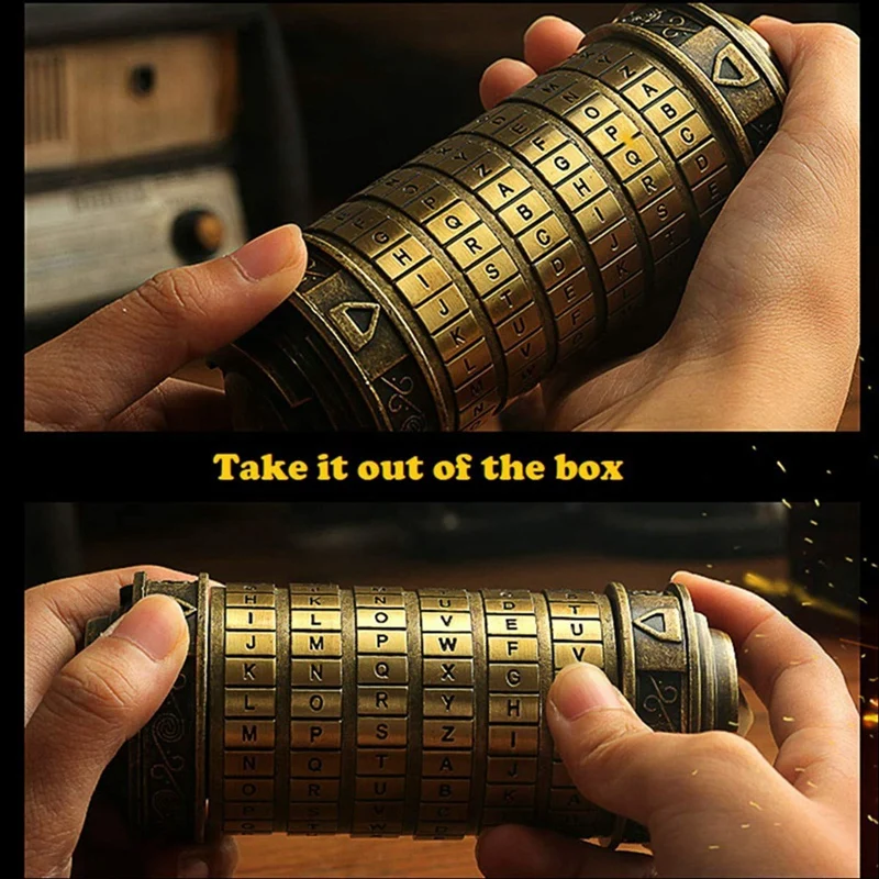 Da Vinci Code Mini Lock Puzzle Box With  Compartment As Gift For Boy And Girl As Shown Copper + Zinc Alloy