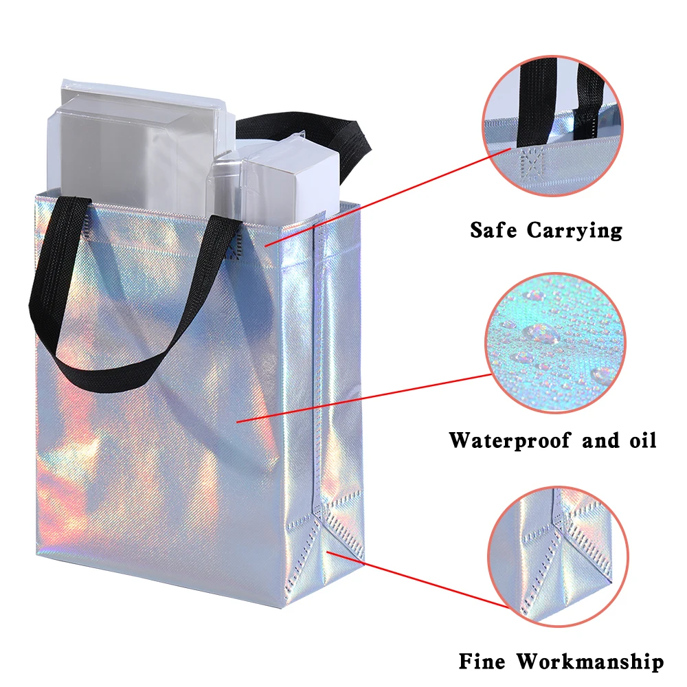 10pcs Rainbow laser non-woven bag gift shopping bag, you can customize logo Amazon travel bag