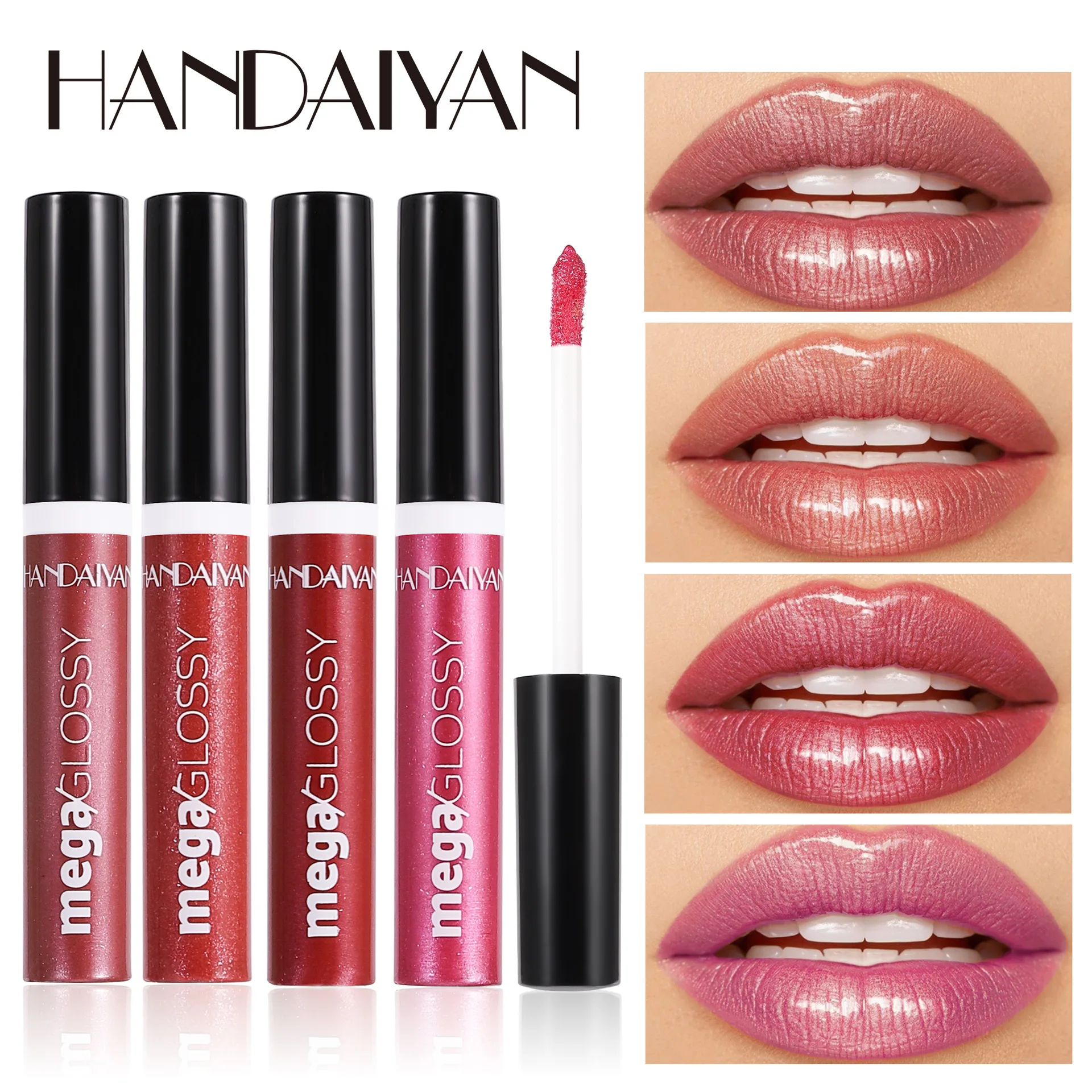 Handaiyan Pearl Lip Glaze Long Lasting Moisturizing Easy to Color Liquid Lipstick Shiny Water Mirror Lip Gloss Cosmetics Makeup