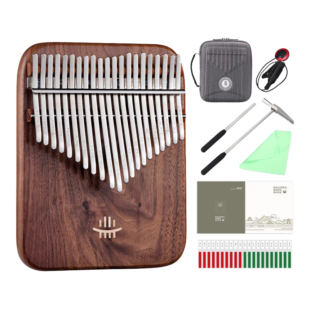 Hluru Professional 21 Key Kalimba black Walnut 17 Key Thumb Piano Finger Piano with Case Mbira