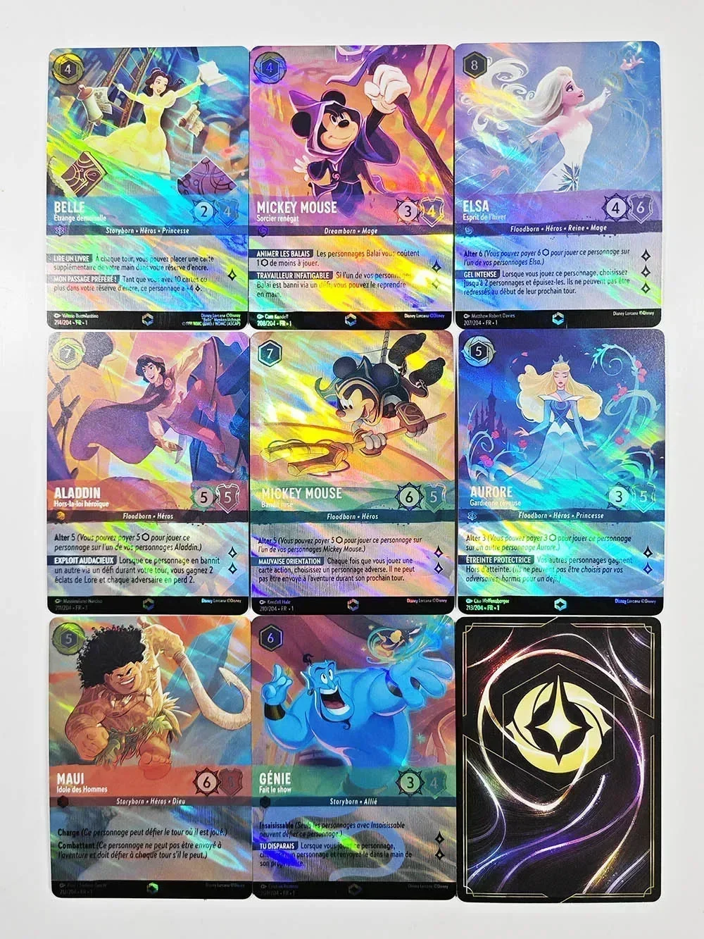 Disney Lorcana Proxy French Foil High Quality elsa mickey mouse belle aurora aladdin genie stitch tinker bell TCG Game Cards